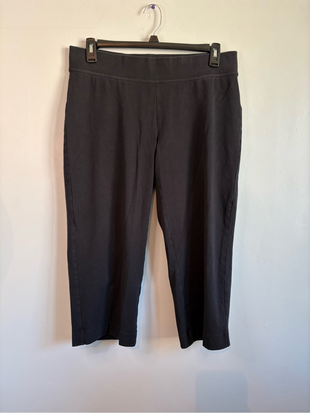 Lands' End Black Cropped Pull-On Straight-Leg Pants